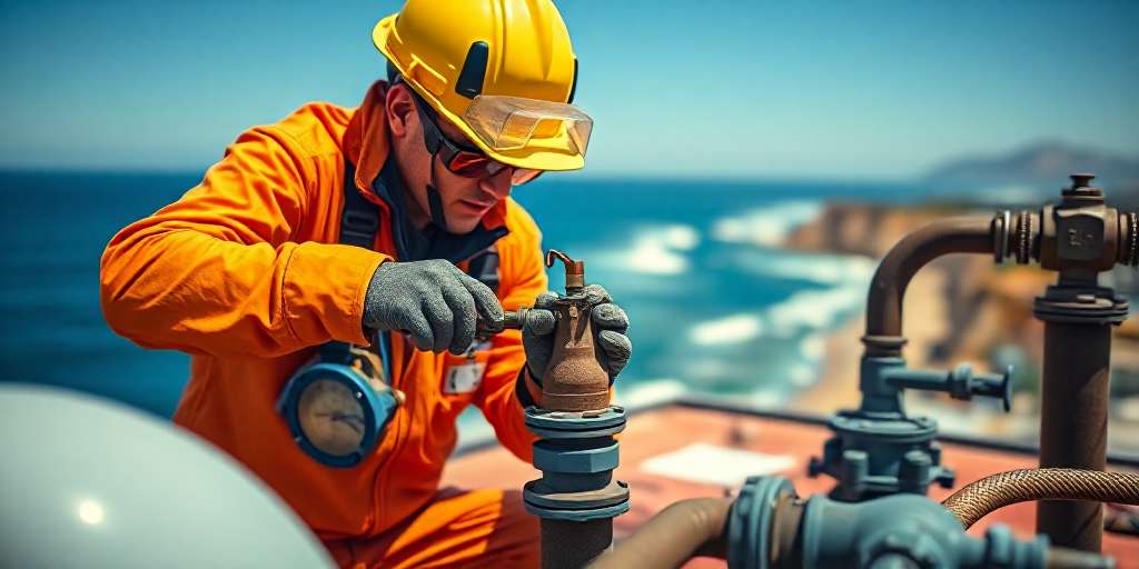 Gasfiter certificado trabajando en red de gas en Antofagasta junto al mar