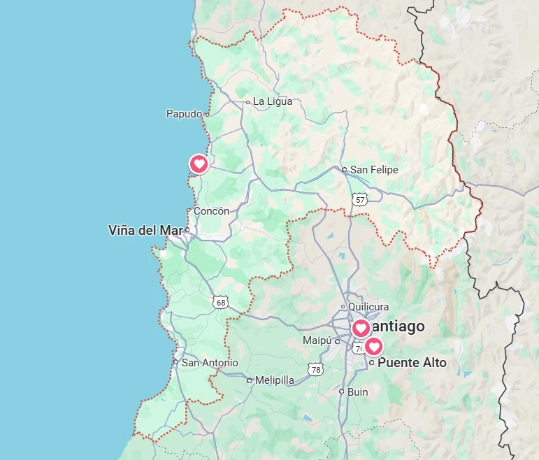 Gasfiter en Viña del Mar 15 mapa de la region de valparaiso