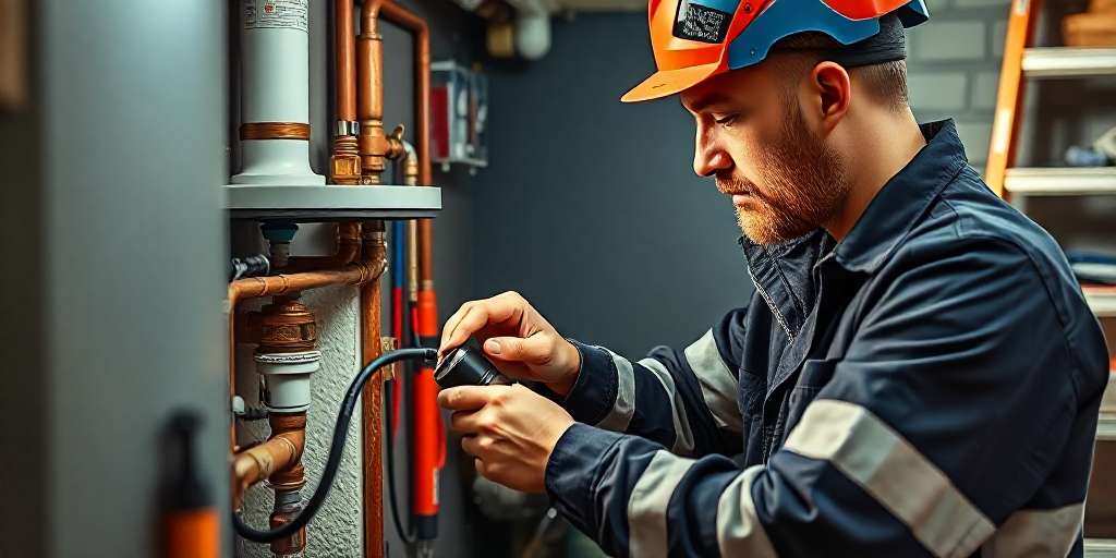 en Viña del Mar 3 Gasfiter certificado trabajando en Viña del Mar con herramientas especializadas para mantención de red de gas