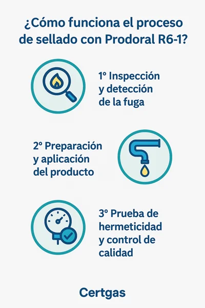 proceso_sellado_prodoral_r6_1 pasos del proceso de sellado de fugas con Prodoral R6-1