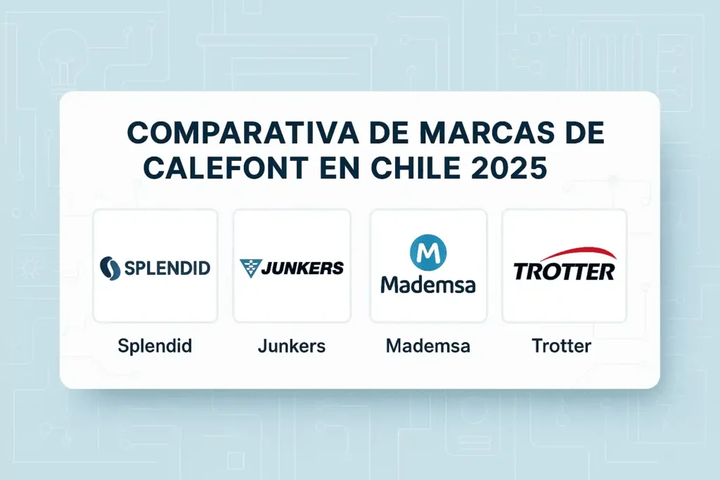 comparativa de marcas de calefont Splendid, Junkers, Mademsa y Trotter en Chile 2025