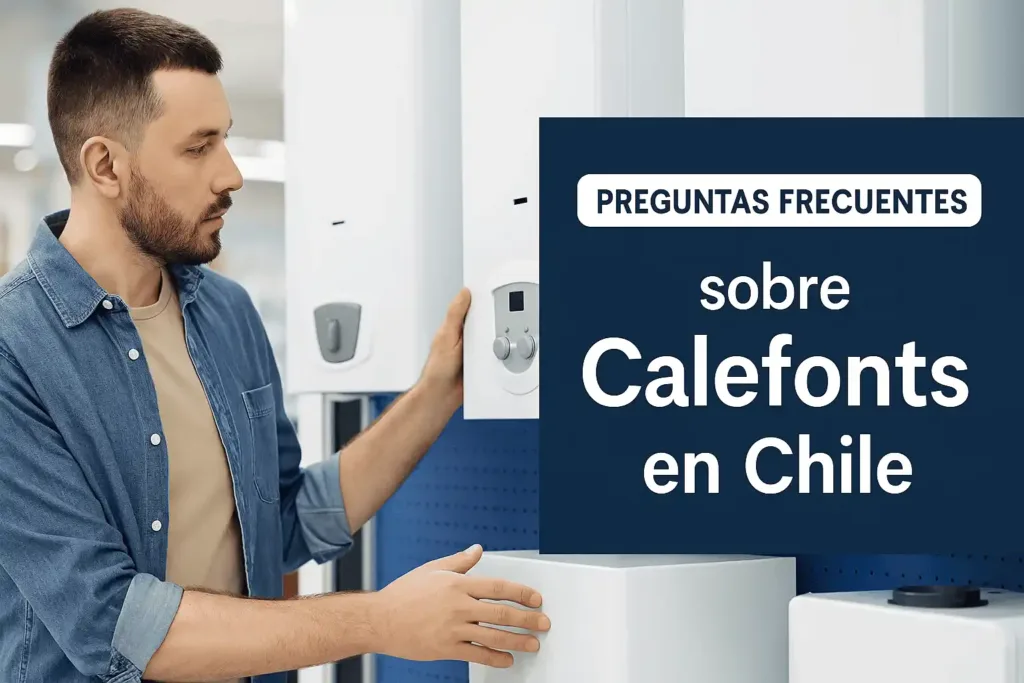 persona comparando calefonts en una tienda en Chile